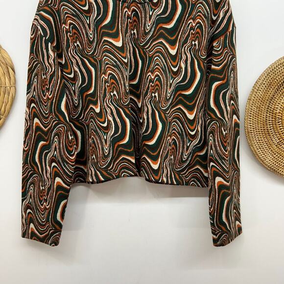 Zara Orange Green Colorful Funky Hippie Boxy Knit Long Sleeve Top Small - Picture 5 of 6